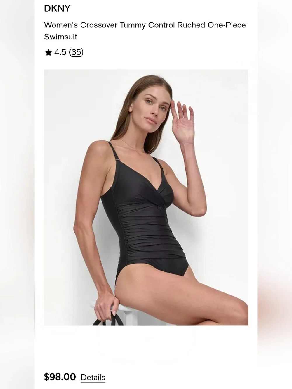 DKNY tummy control - Black Crossover One Piece - S - Picture 2 of 8